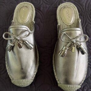 Coach Leather Espadrilles in Gold Champagne